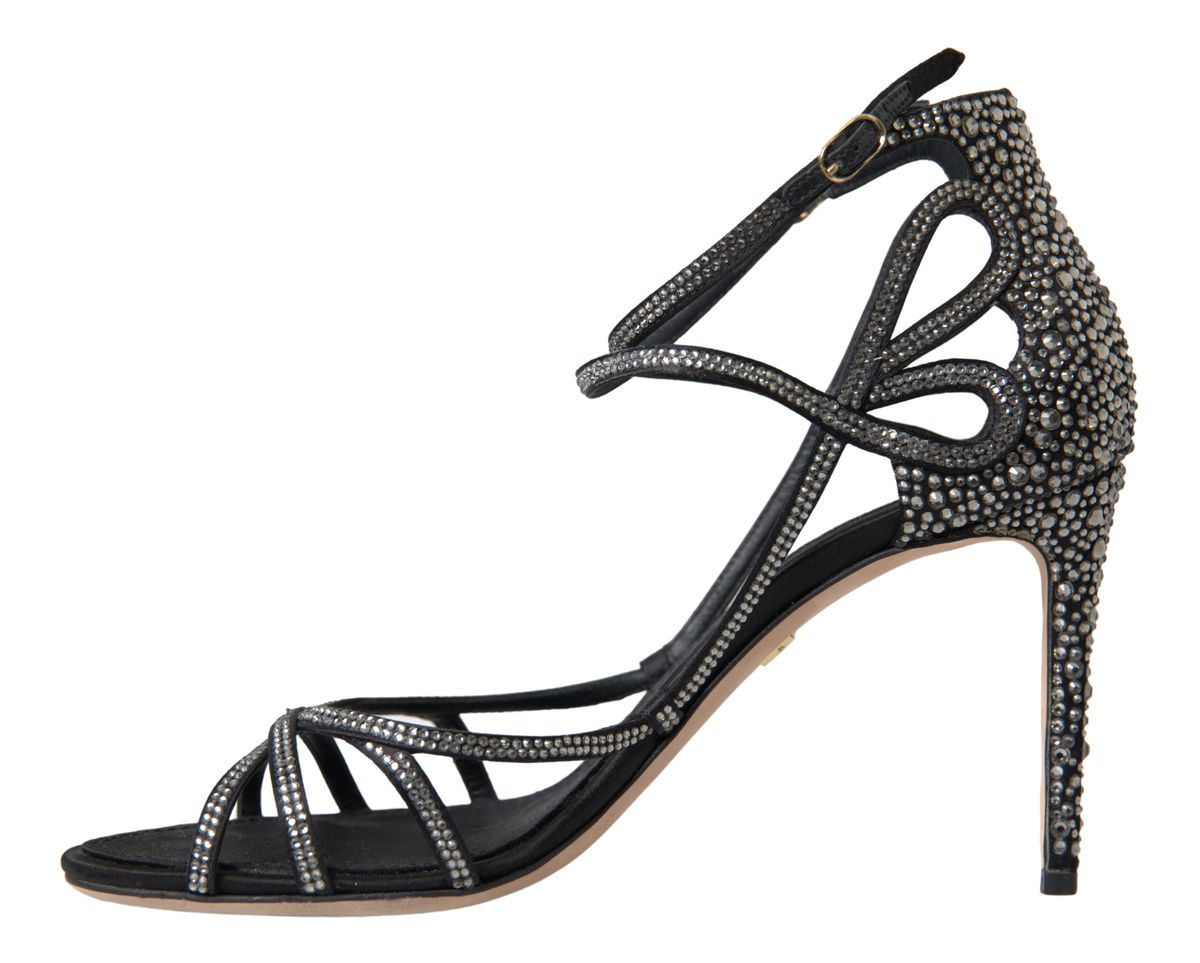Dolce & Gabbana Rhinestone Stiletto Sandal Satin Shoes | Regal Royce