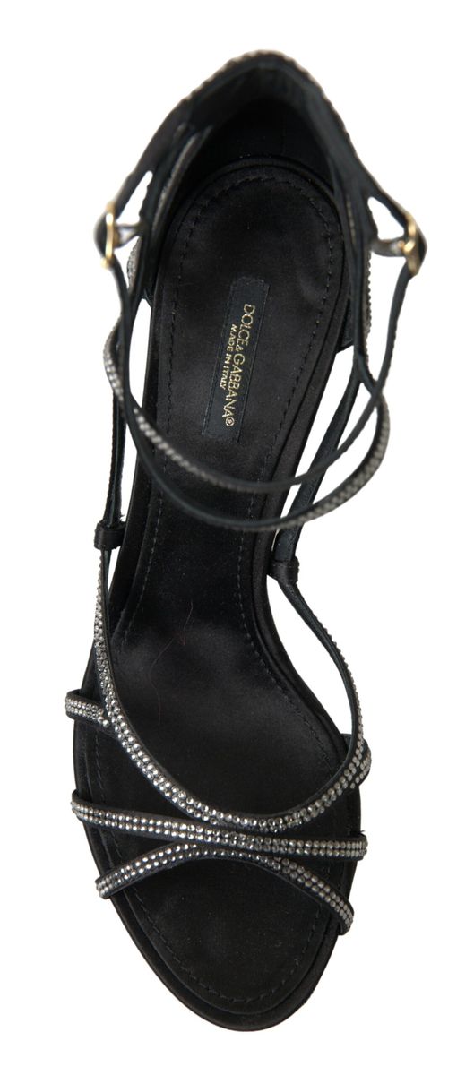 Dolce & Gabbana Rhinestone Stiletto Sandal Satin Shoes | Regal Royce