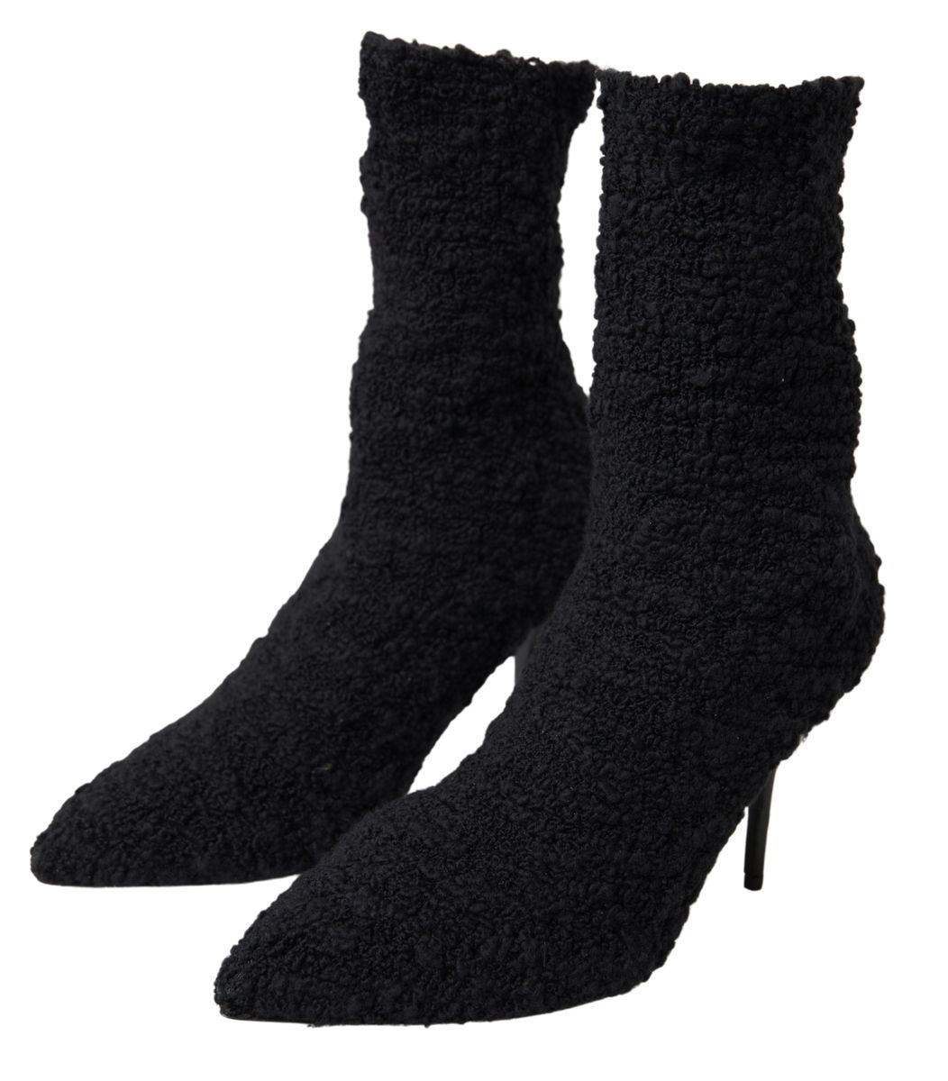 Dolce & Gabbana Black Stiletto Heels Mid Calf Boots | Regal Royce