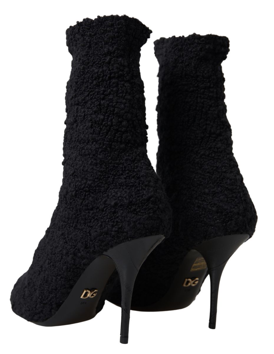 Dolce & Gabbana Black Stiletto Heels Mid Calf Boots | Regal Royce