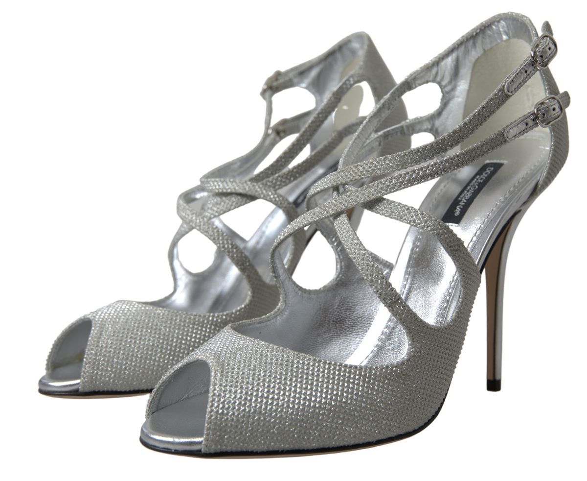 Dolce & Gabbana Silver Shimmers Sandals Heel Pumps Shoes | Regal Royce