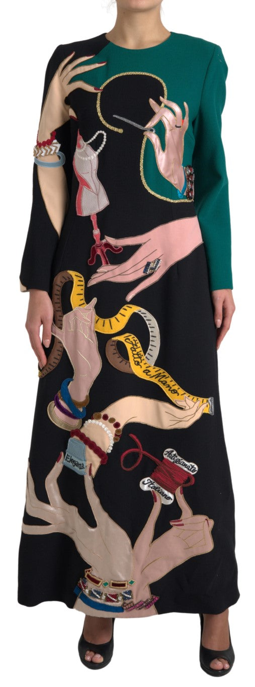 Dolce & Gabbana Multicolor Long Sleeves A-line Maxi Dress | Regal Royce