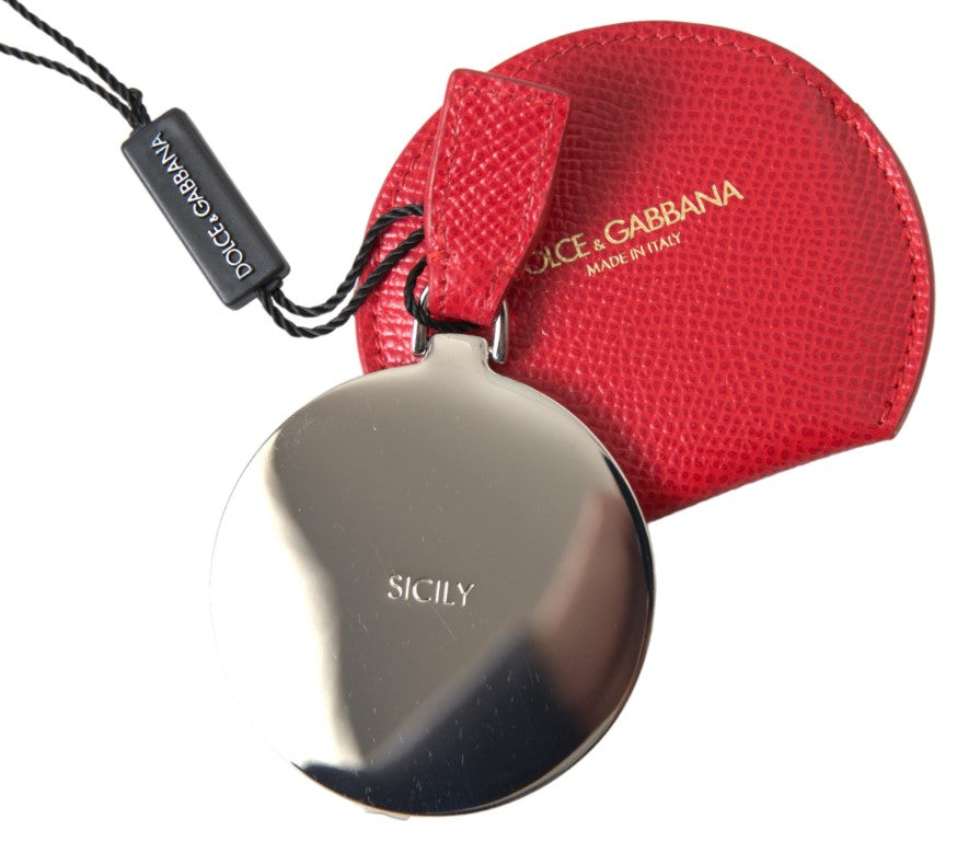 Dolce & Gabbana Red Calfskin Leather Hand Mirror Holder | Regal Royce