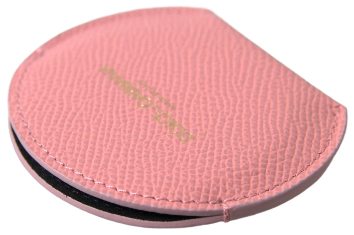 Dolce & Gabbana Pink Calfskin Leather Round Mirror Holder | Regal Royce