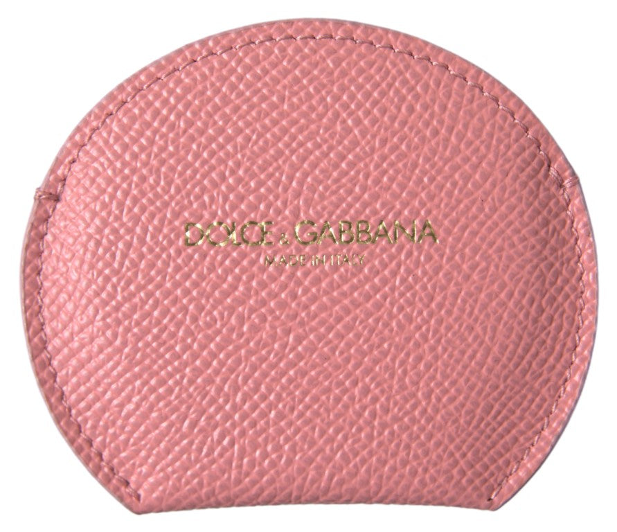 Dolce & Gabbana Pink Calfskin Leather Round Mirror Holder | Regal Royce