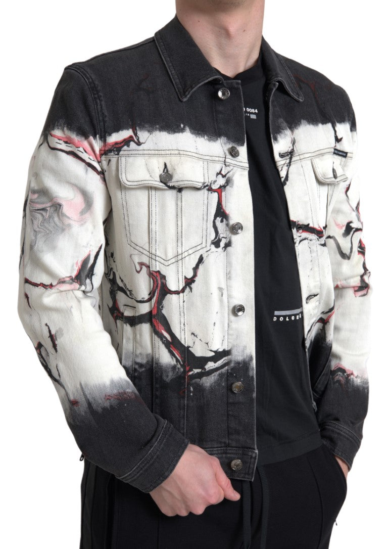 Dolce & Gabbana Multicolor Cotton Collared Denim Jacket | Regal Royce