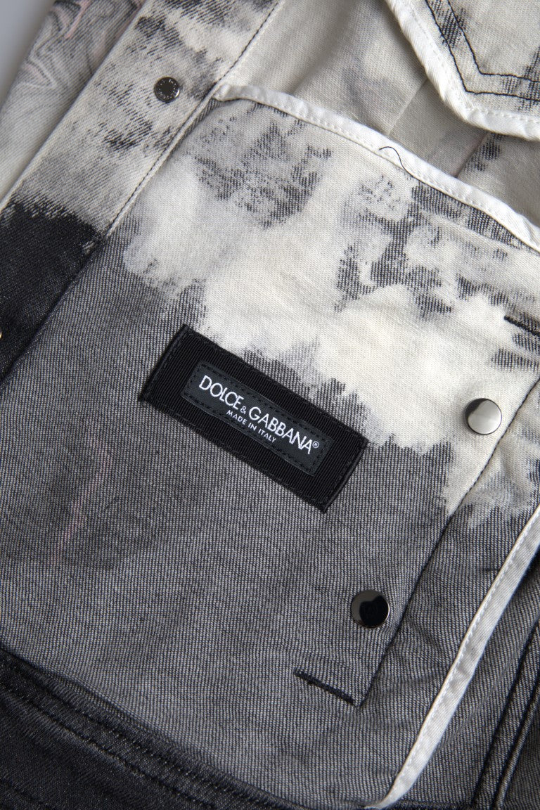 Dolce & Gabbana Multicolor Cotton Collared Denim Jacket | Regal Royce