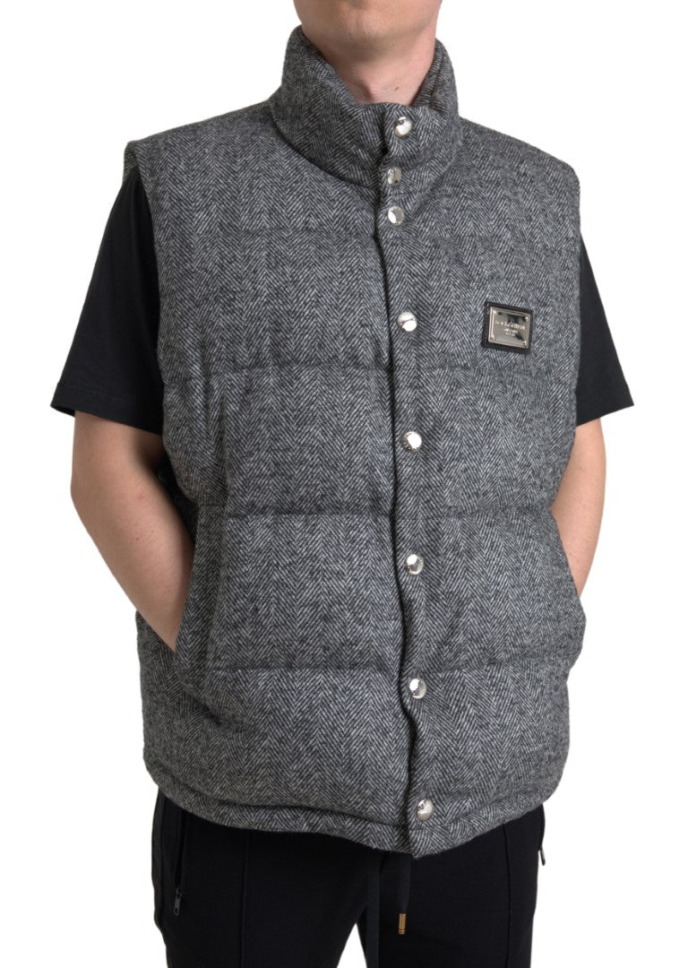 Dolce & Gabbana Elegant Chevron Knit Wool Blend Vest Jacket | Regal Royce