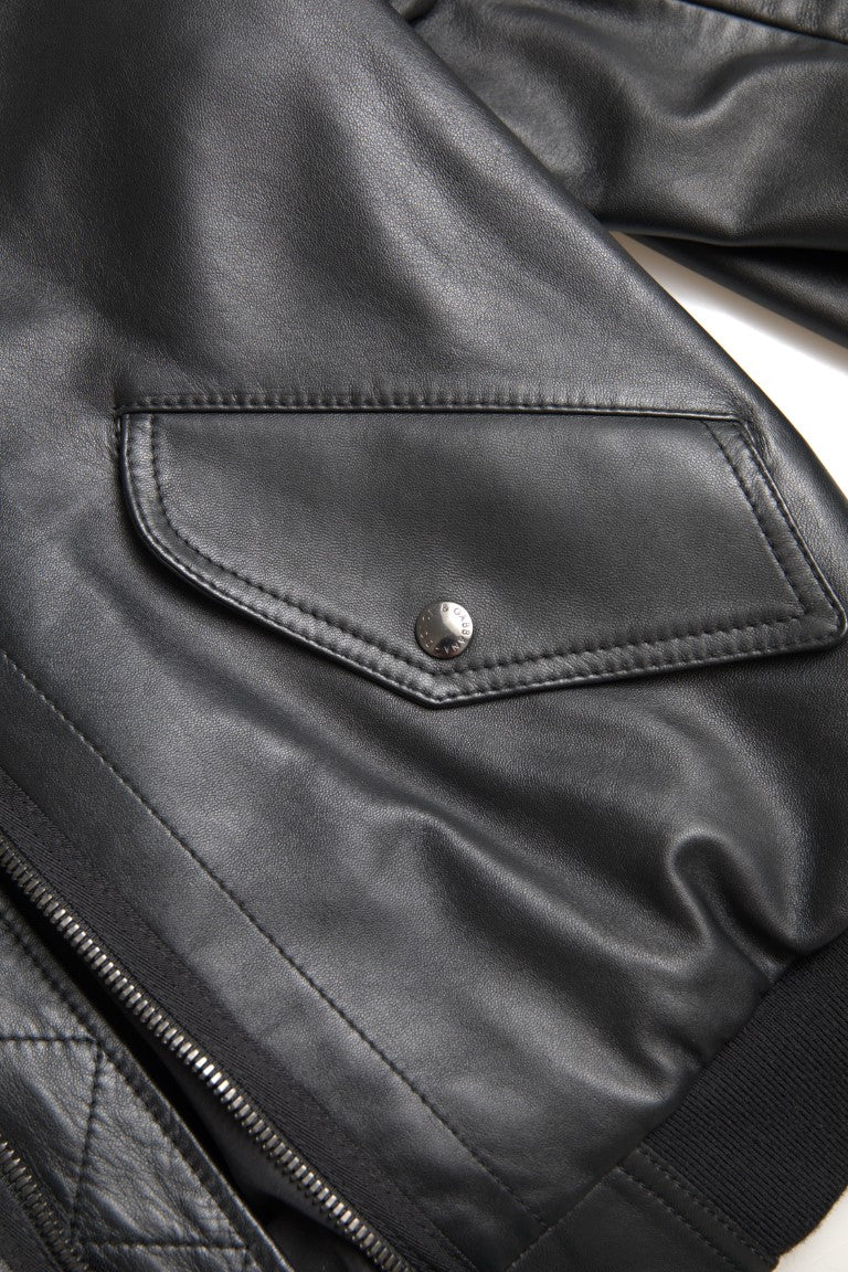 Dolce & Gabbana Black Leather Blouson Full Zip Bomber Jacket | Regal Royce