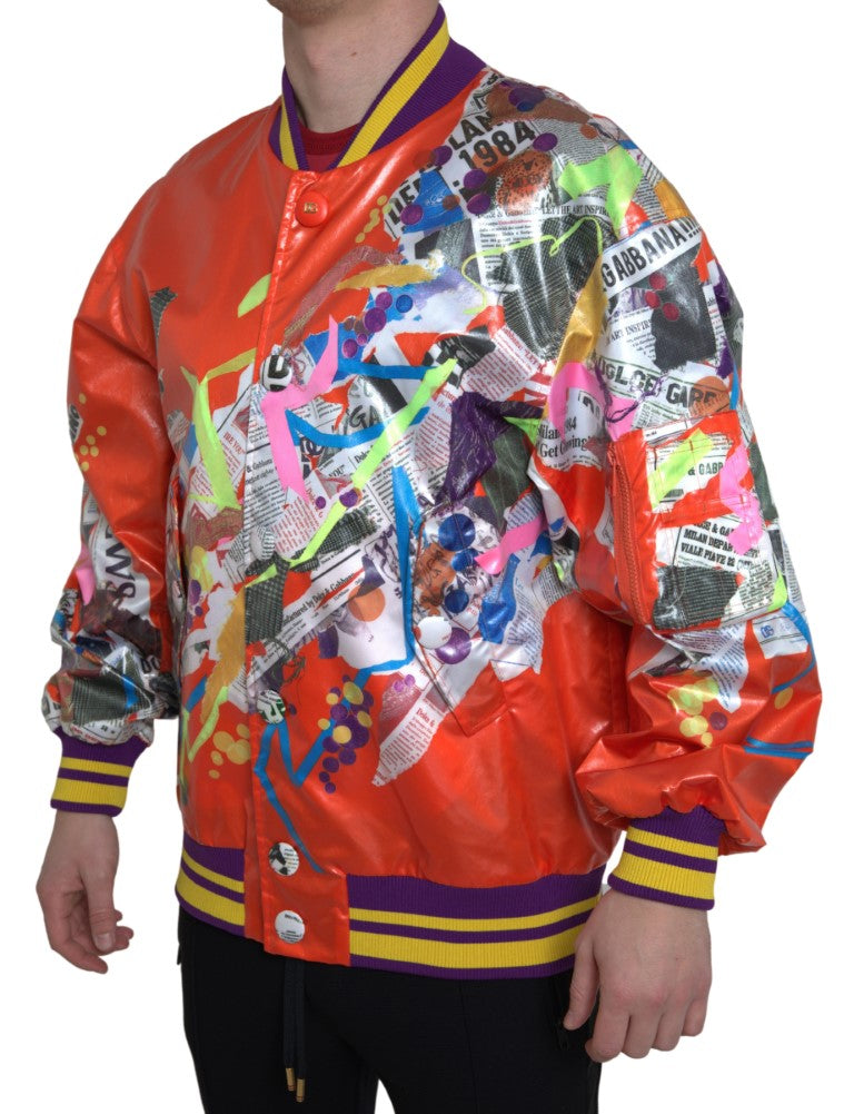 Dolce & Gabbana Orange Polyester Button Blouson Jacket | Regal Royce