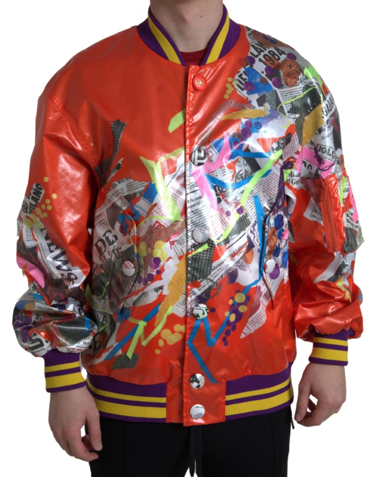 Dolce & Gabbana Orange Polyester Button Blouson Jacket | Regal Royce