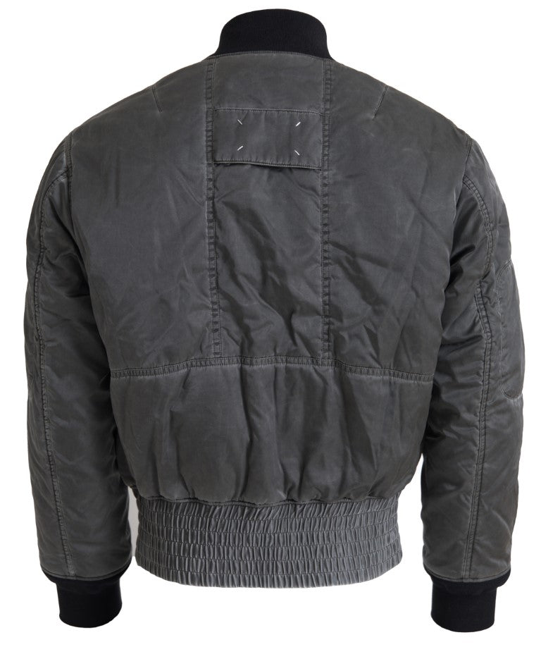 MM6 Maison Margiela Gray Bomber Zipper Pocket Sleeves Jacket | Regal Royce