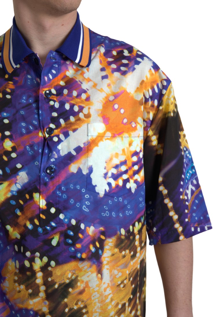 Dolce & Gabbana Luminaire Print Cotton Polo Top Men Shirt | Regal Royce
