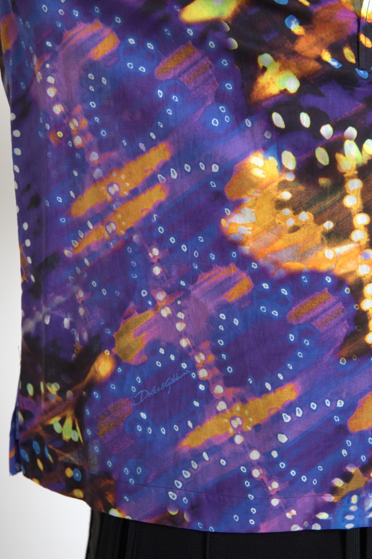 Dolce & Gabbana Luminaire Print Cotton Polo Top Men Shirt | Regal Royce