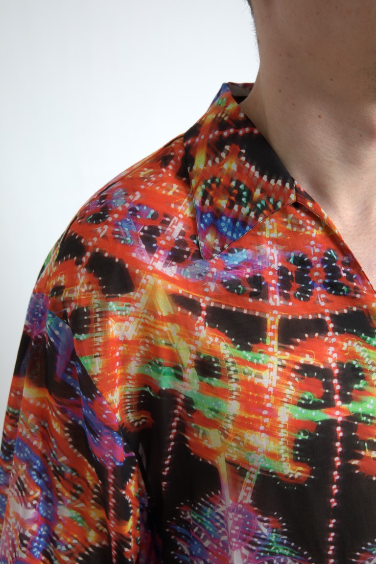 Dolce & Gabbana Multicolor Luminarie Print Men Cotton Shirt | Regal Royce