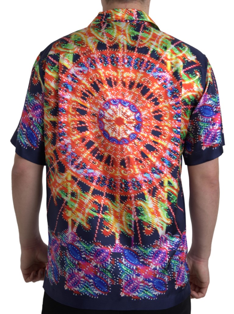 Dolce & Gabbana Multicolor Luminarie Print Men Shirt Silk | Regal Royce