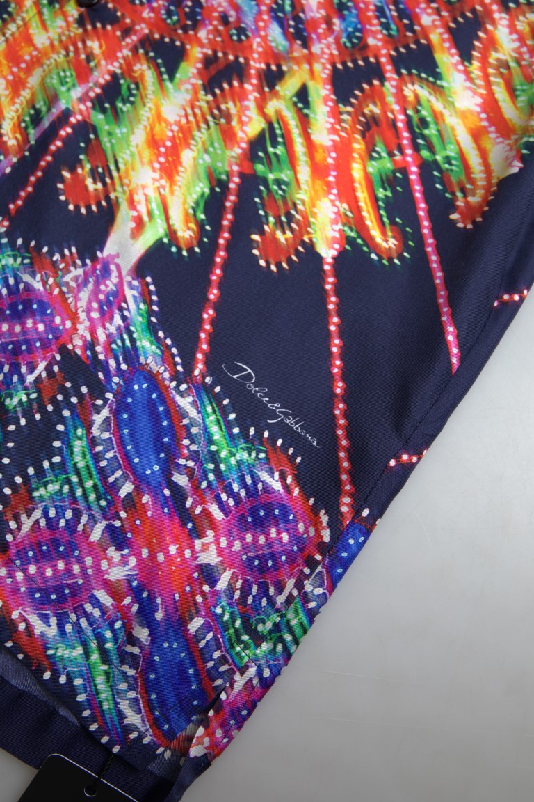 Dolce & Gabbana Multicolor Luminarie Print Men Shirt Silk | Regal Royce