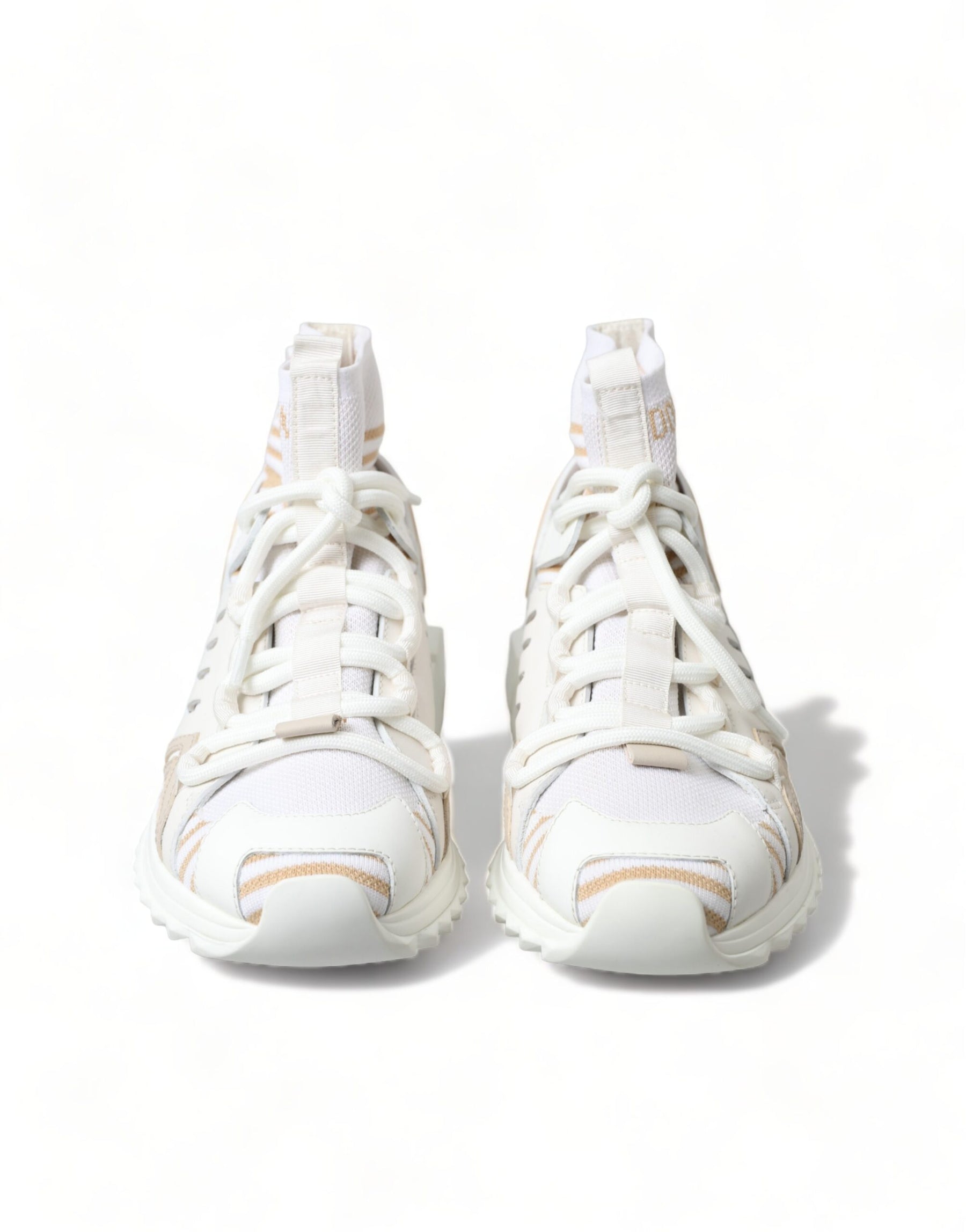 Dolce & Gabbana White Beige Sorrento Socks Sneakers Shoes | Regal Royce