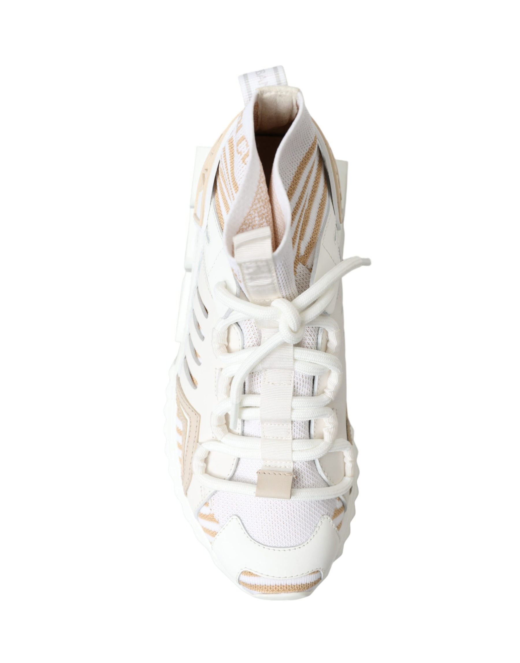 Dolce & Gabbana White Beige Sorrento Socks Sneakers Shoes | Regal Royce