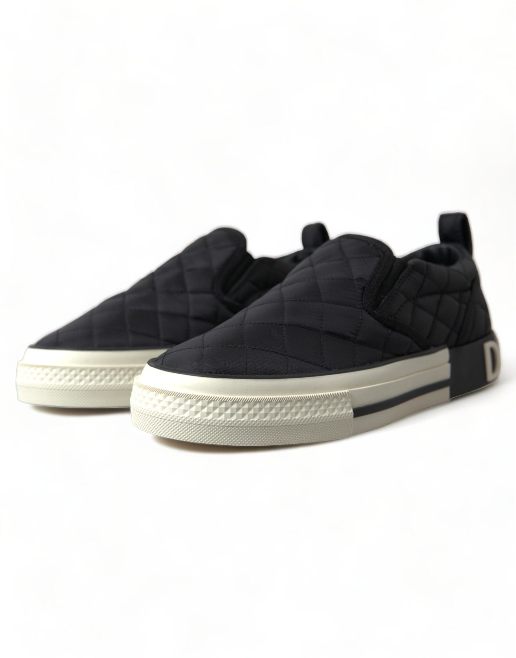 Dolce & Gabbana Black Quilted Slip On Low Top Sneakers Shoes | Regal Royce