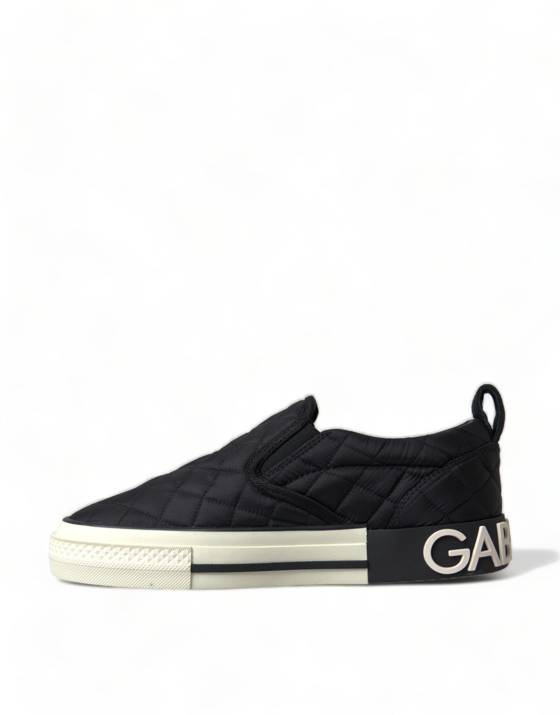 Dolce & Gabbana Black Quilted Slip On Low Top Sneakers Shoes | Regal Royce