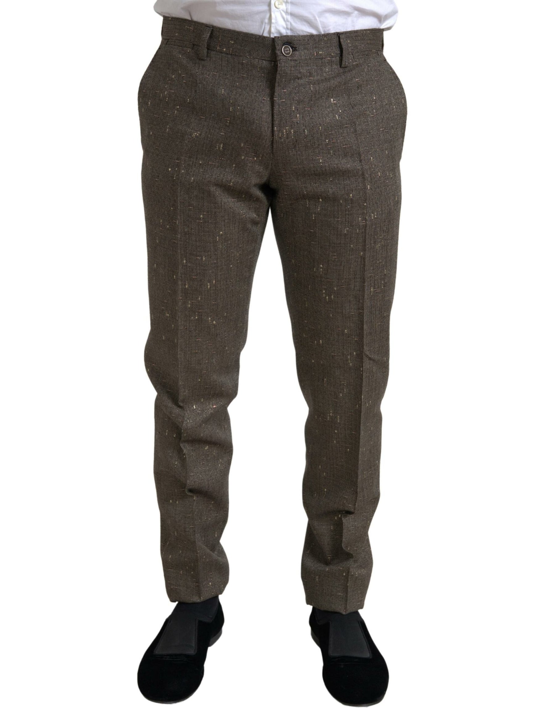 Dolce & Gabbana Brown Wool Dress Skinny Men Trouser Pants | Regal Royce