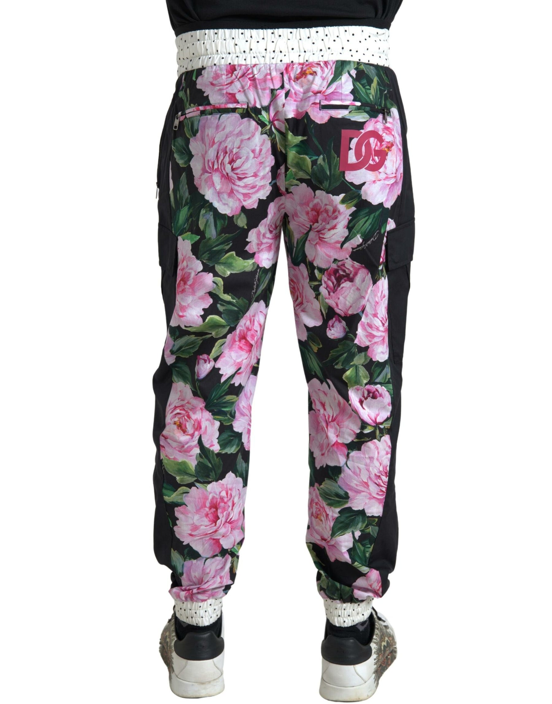 Dolce & Gabbana Multicolor Peony Joggers Cotton Men Pants | Regal Royce