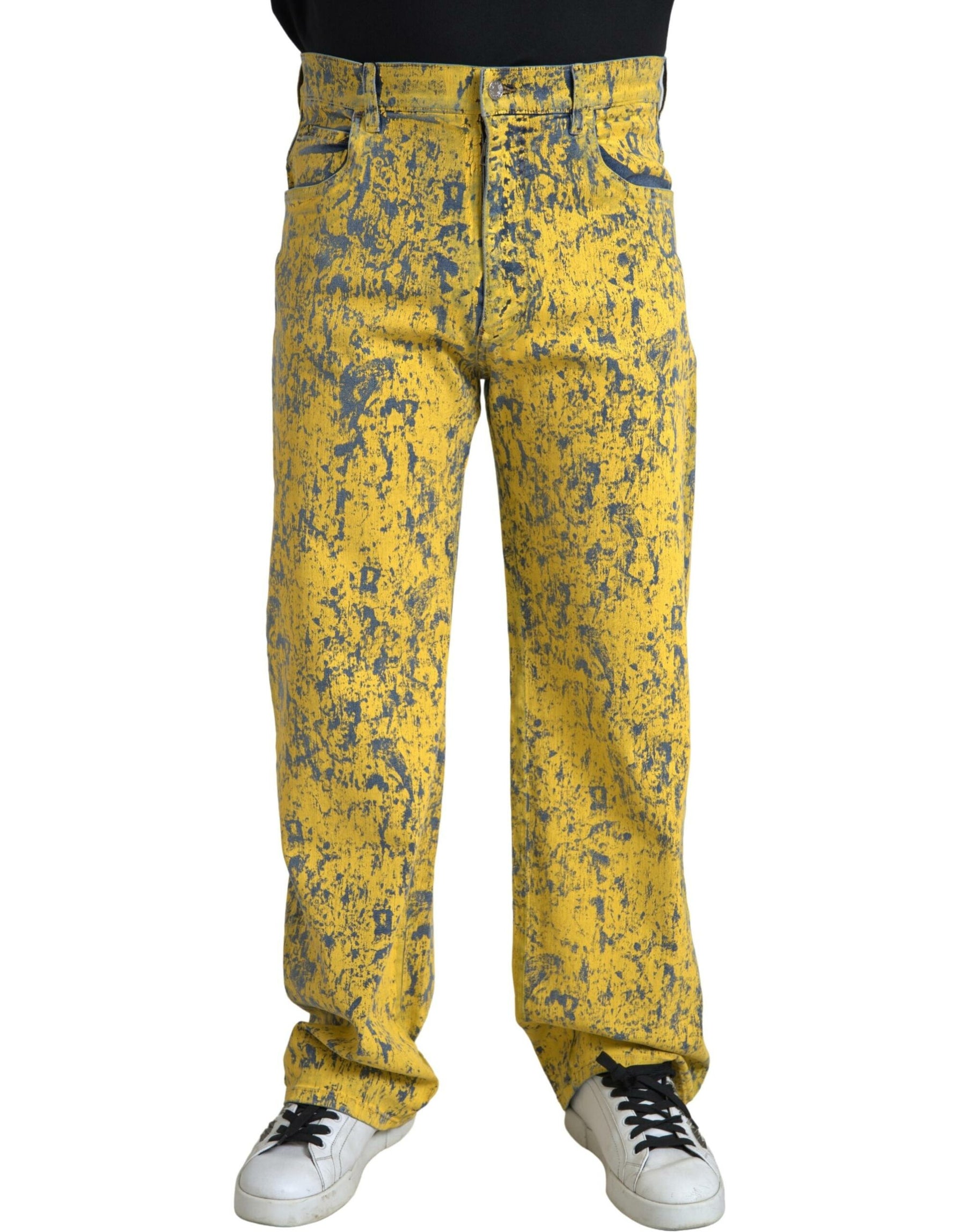 Dolce & Gabbana Yellow Cotton Tie Dye Straight Denim Jeans | Regal Royce