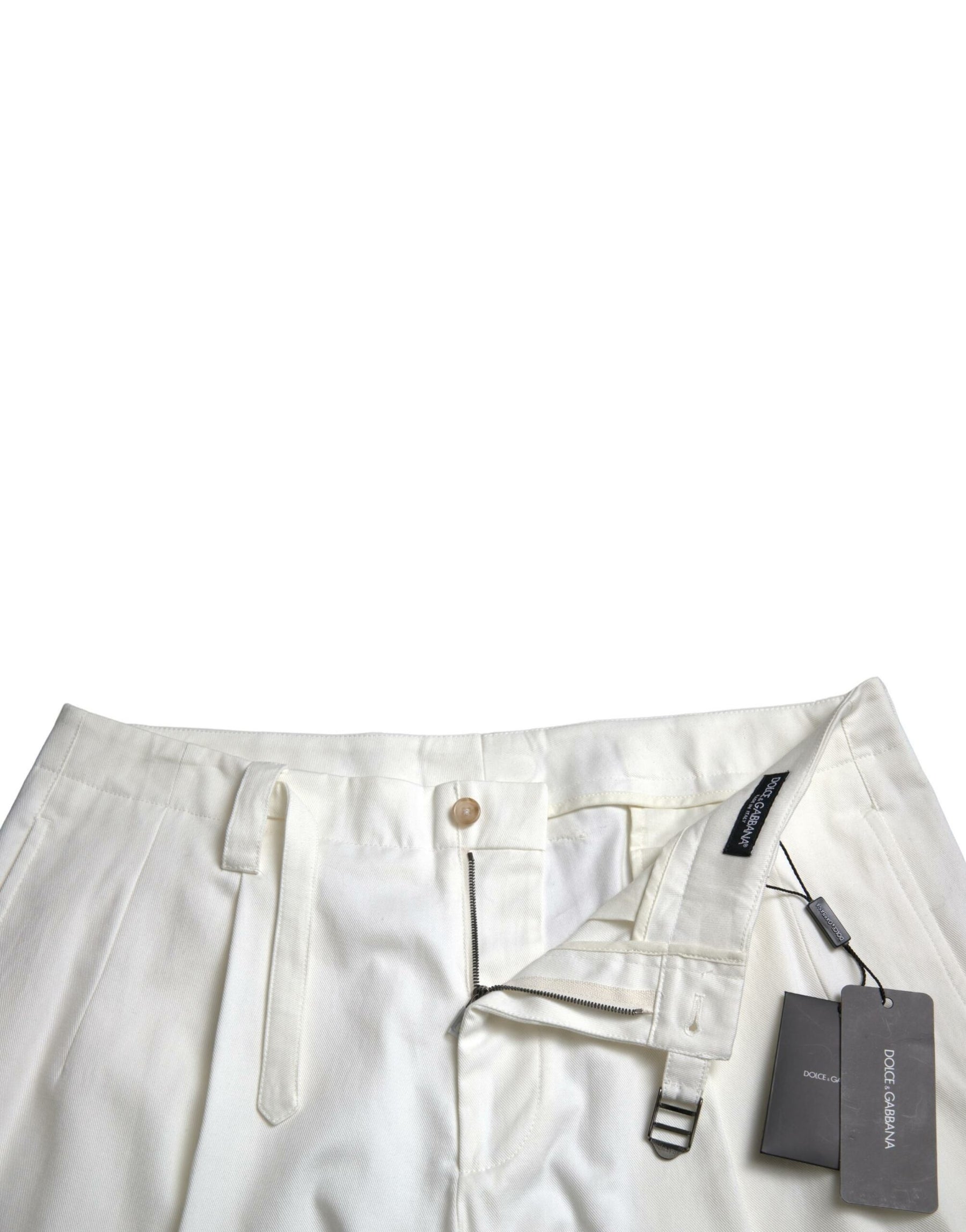 Dolce & Gabbana White Cotton Stretch Men Bermuda Denim Shorts | Regal Royce