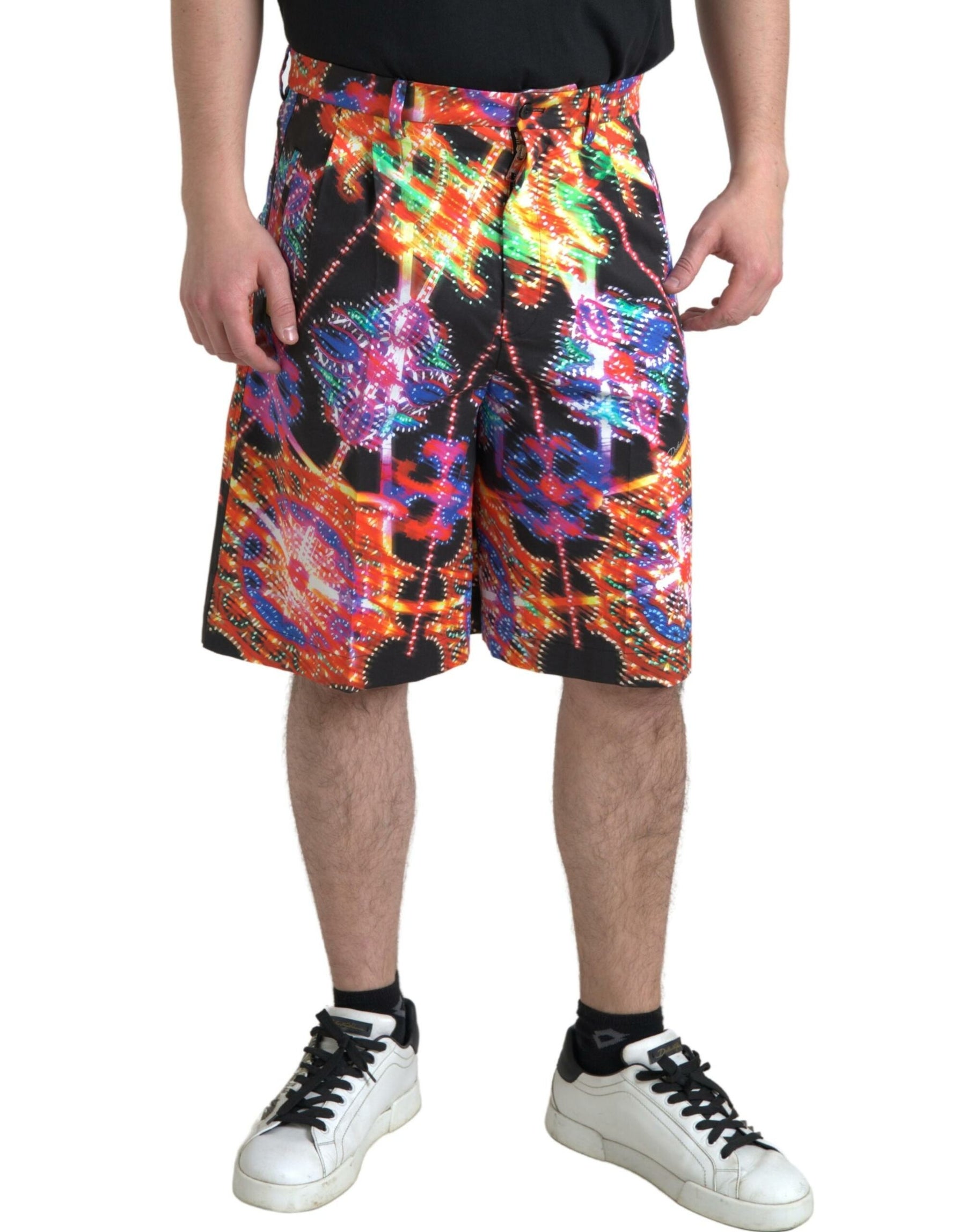 Dolce & Gabbana Multicolor Printed Cotton Men Bermuda Shorts | Regal Royce