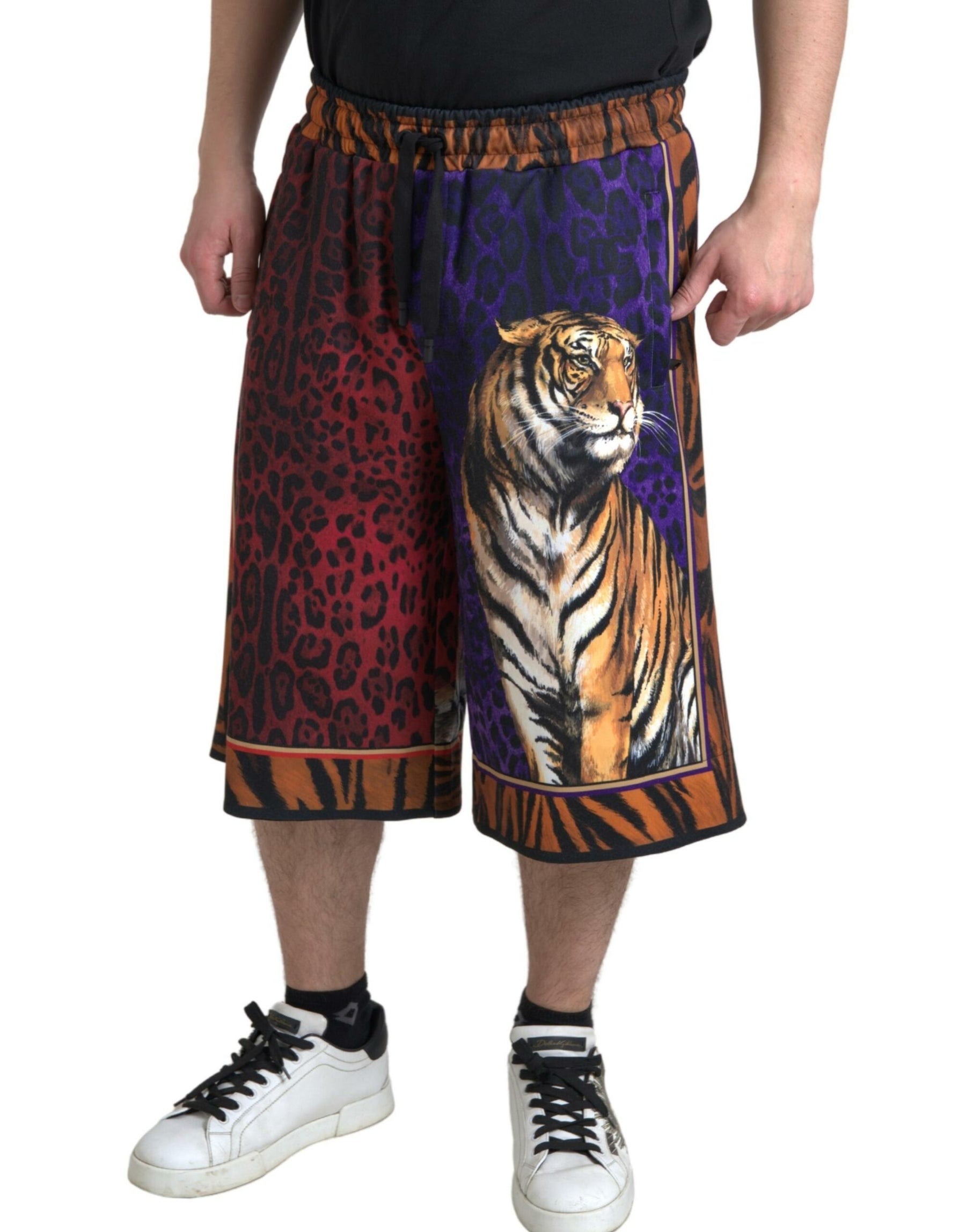 Dolce & Gabbana Multicolor Tiger Print Men Bermuda Shorts | Regal Royce