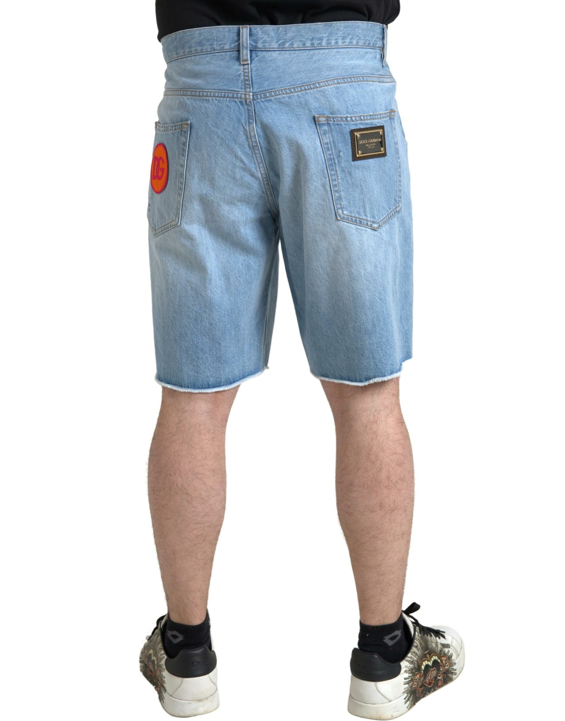 Dolce & Gabbana Light Blue Cotton Men Bermuda Denim Shorts | Regal Royce