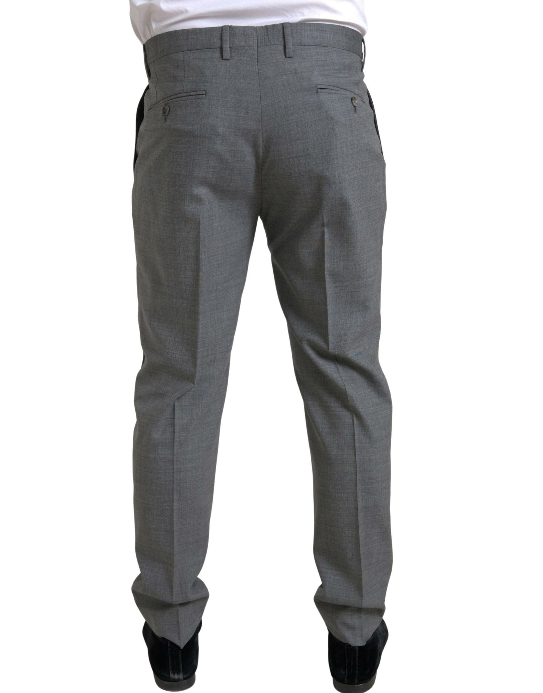 Dolce & Gabbana Gray Wool Chino Skinny Men Dress Trouser Pants | Regal Royce