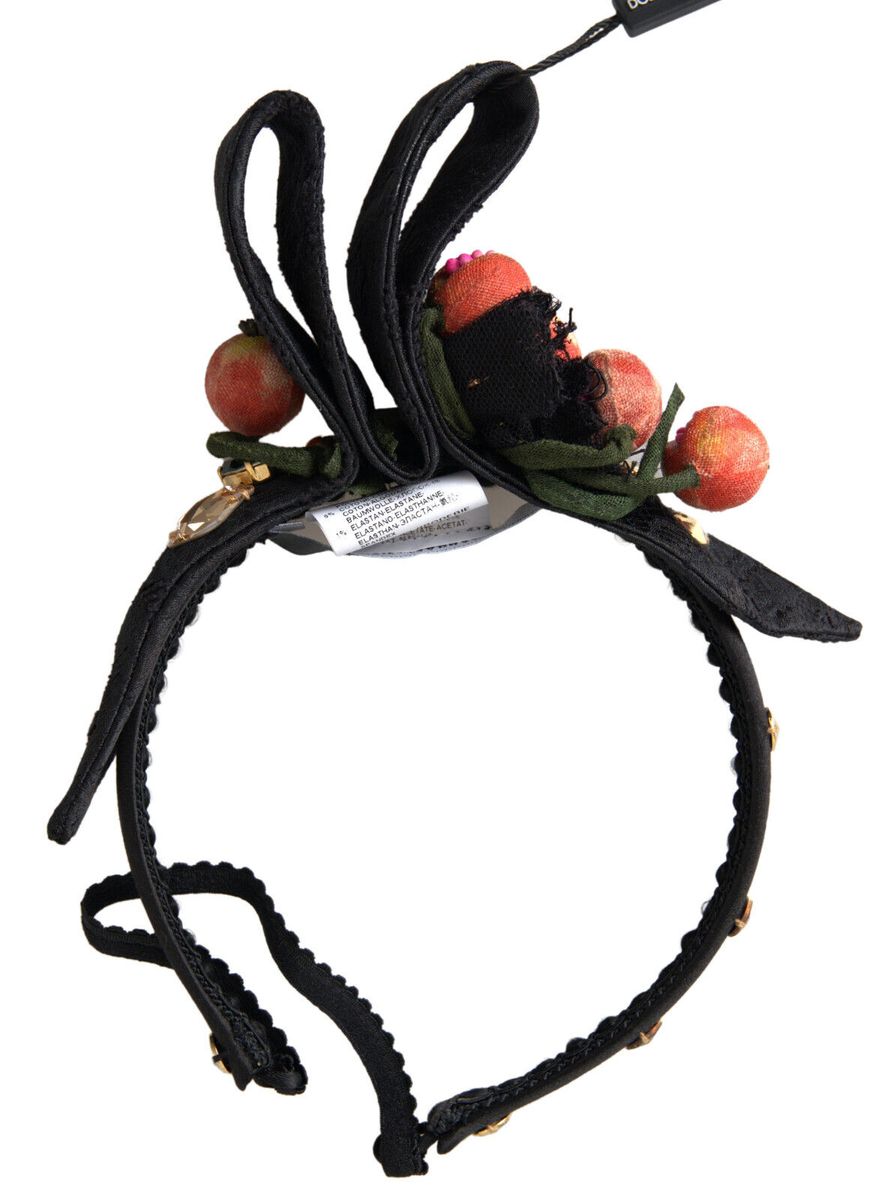 Dolce & Gabbana Black with multicolor Fig Fruit Crystal Tiara Diadem Headband | Regal Royce