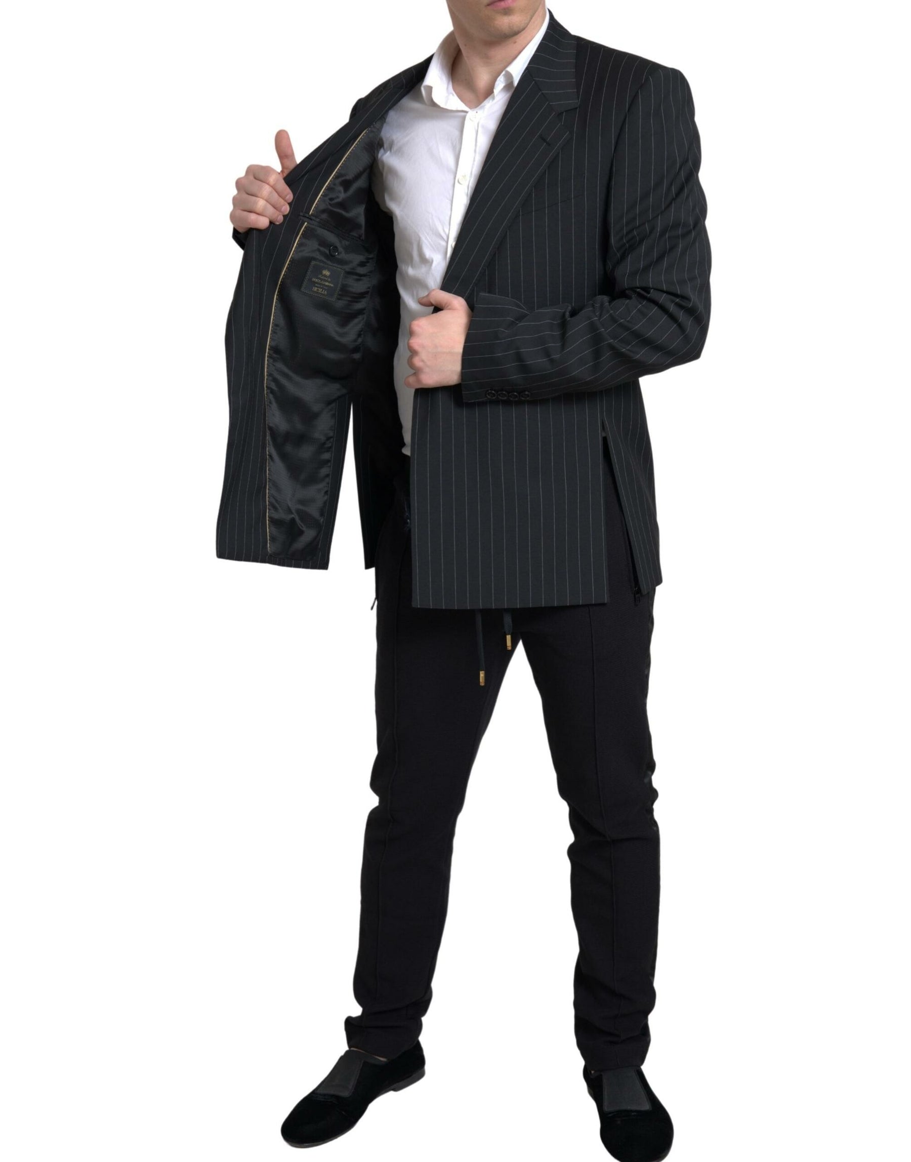 Dolce & Gabbana Black Stripe Single Breasted SICILIA Blazer | Regal Royce