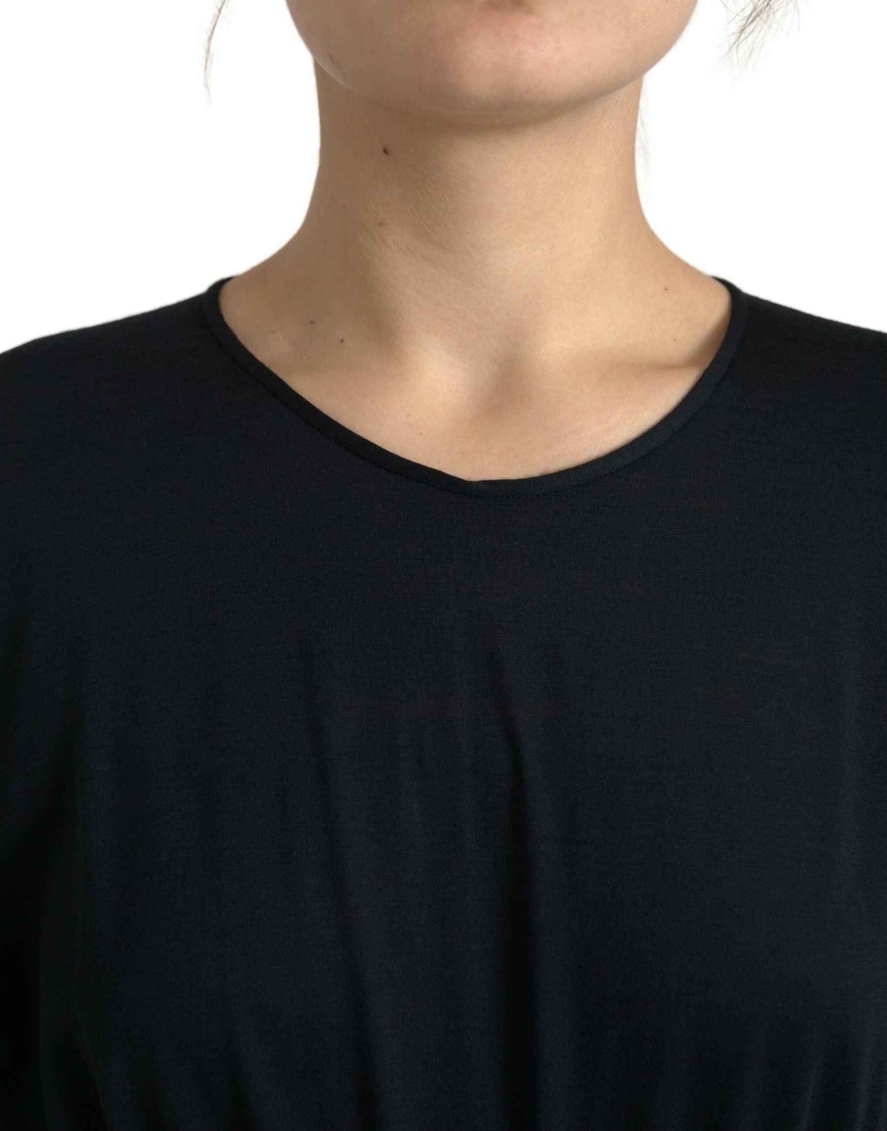 Dolce & Gabbana Black Wool Wrap Sheath Midi Gown Dress | Regal Royce