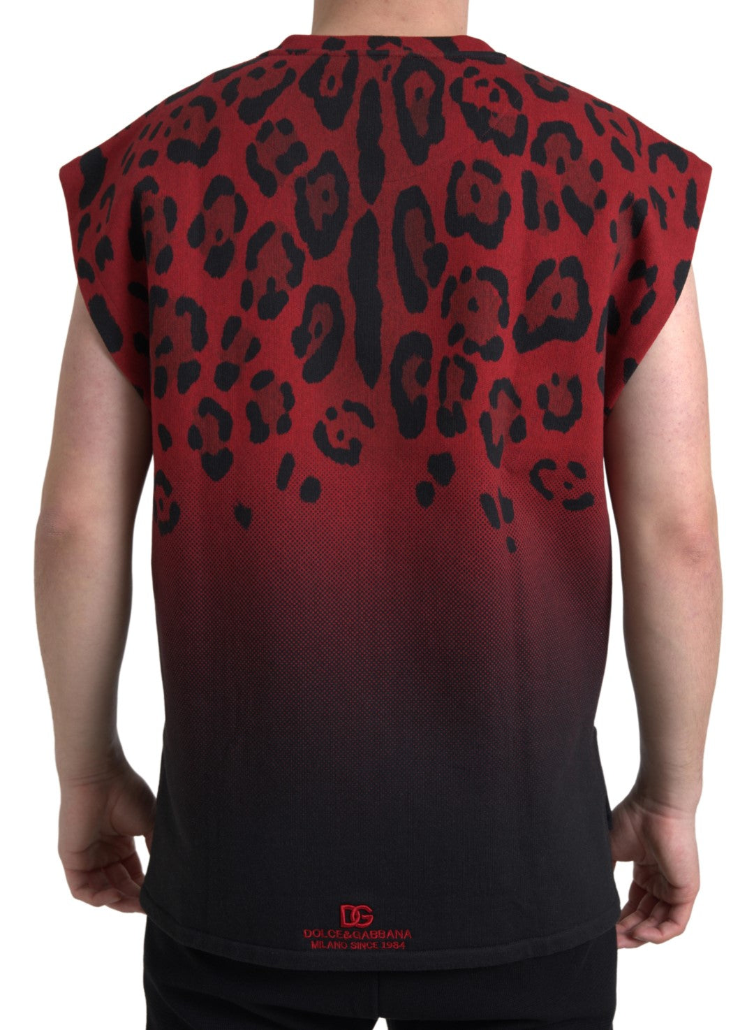 Dolce & Gabbana Red Leopard Cotton Sleeveless Tank T-shirt | Regal Royce