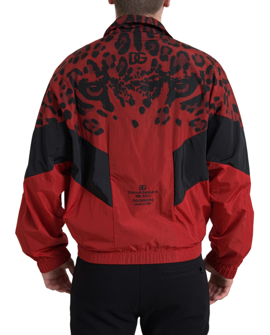 Dolce & Gabbana Red Leopard Nylon Full Zip Sweater | Regal Royce