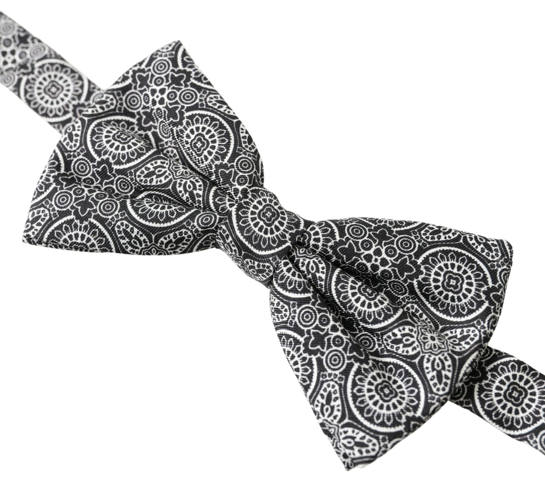 Dolce & Gabbana Black White Pattern Adjustable Neck Papillon Bow Tie | Regal Royce