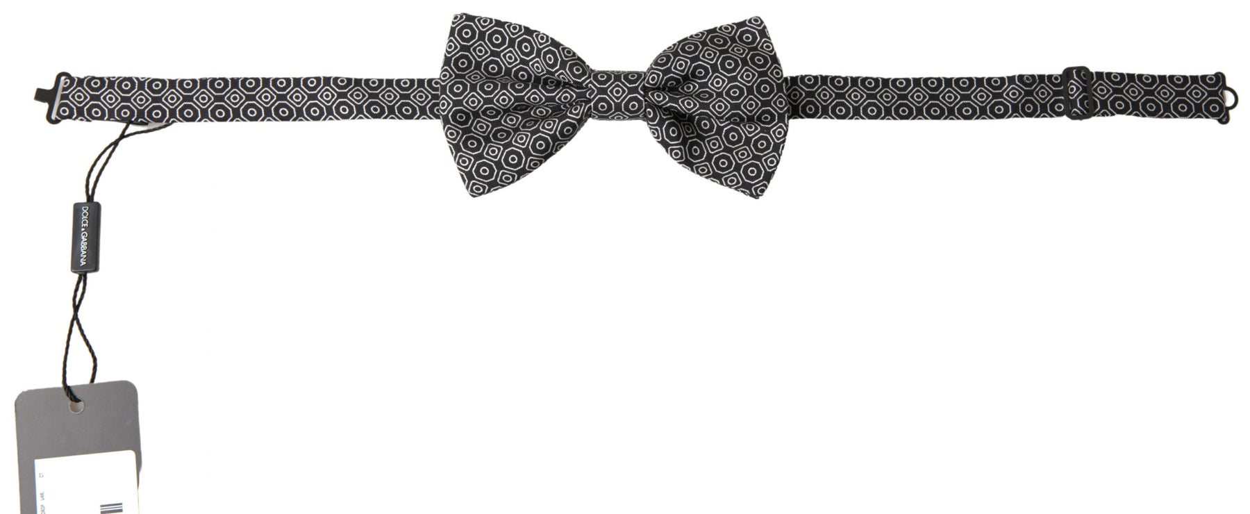 Dolce & Gabbana Black White Pattern Adjustable Neck Papillon Bow Tie | Regal Royce