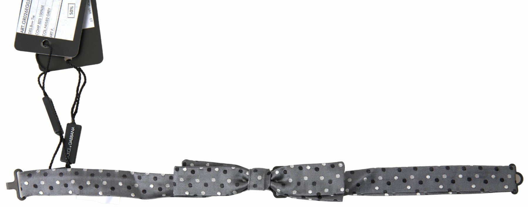 Dolce & Gabbana Gray Polka Dot Silk Adjustable Men Neck Papillon Bow Tie | Regal Royce