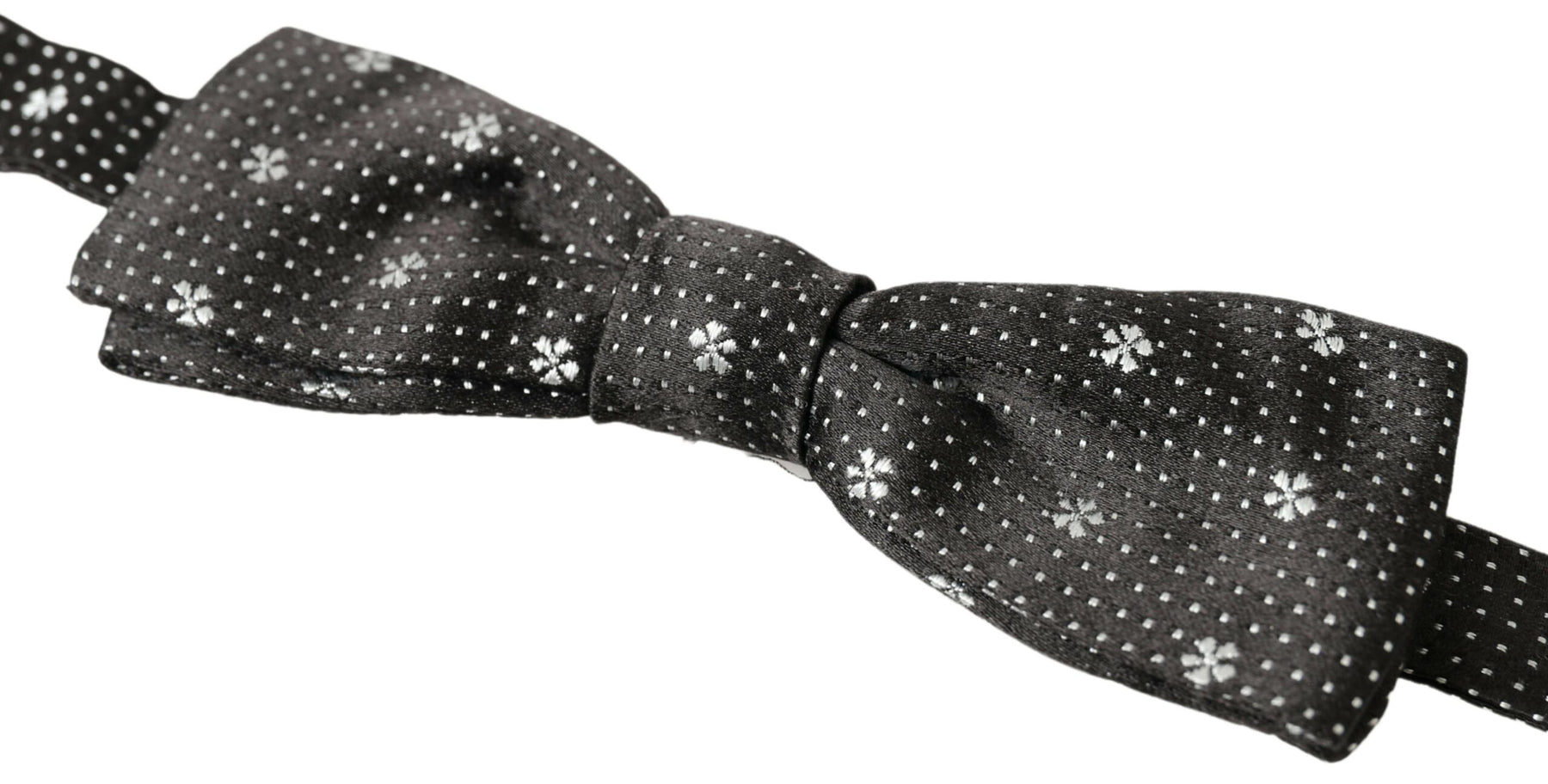 Dolce & Gabbana Black Patterned Silk Adjustable Men Neck Papillon Bow Tie | Regal Royce