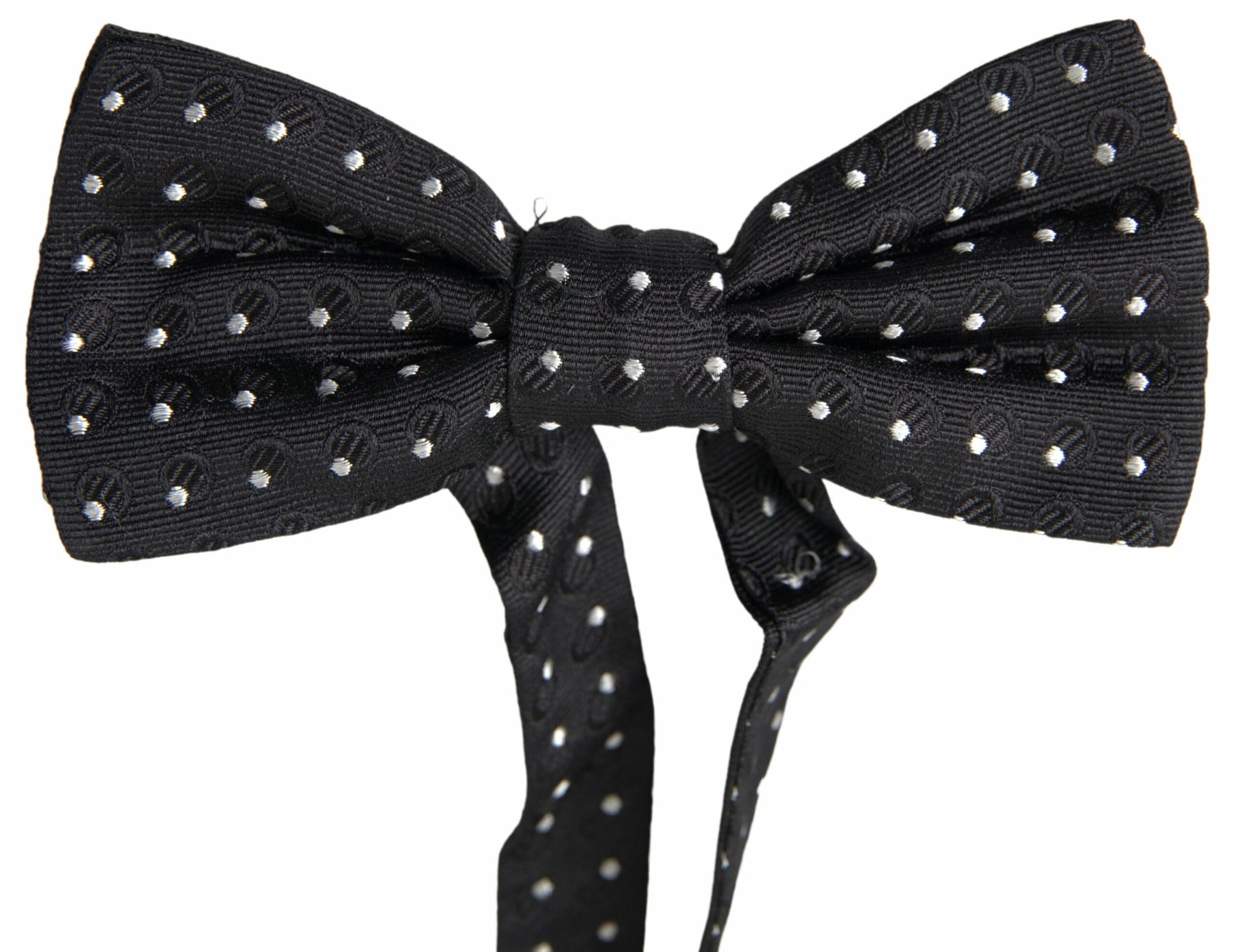 Dolce & Gabbana Black Polka Dot Silk Adjustable Men Neck Papillon Bow Tie | Regal Royce
