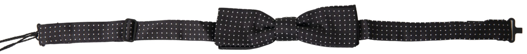Dolce & Gabbana Black Polka Dot Silk Adjustable Men Neck Papillon Bow Tie | Regal Royce