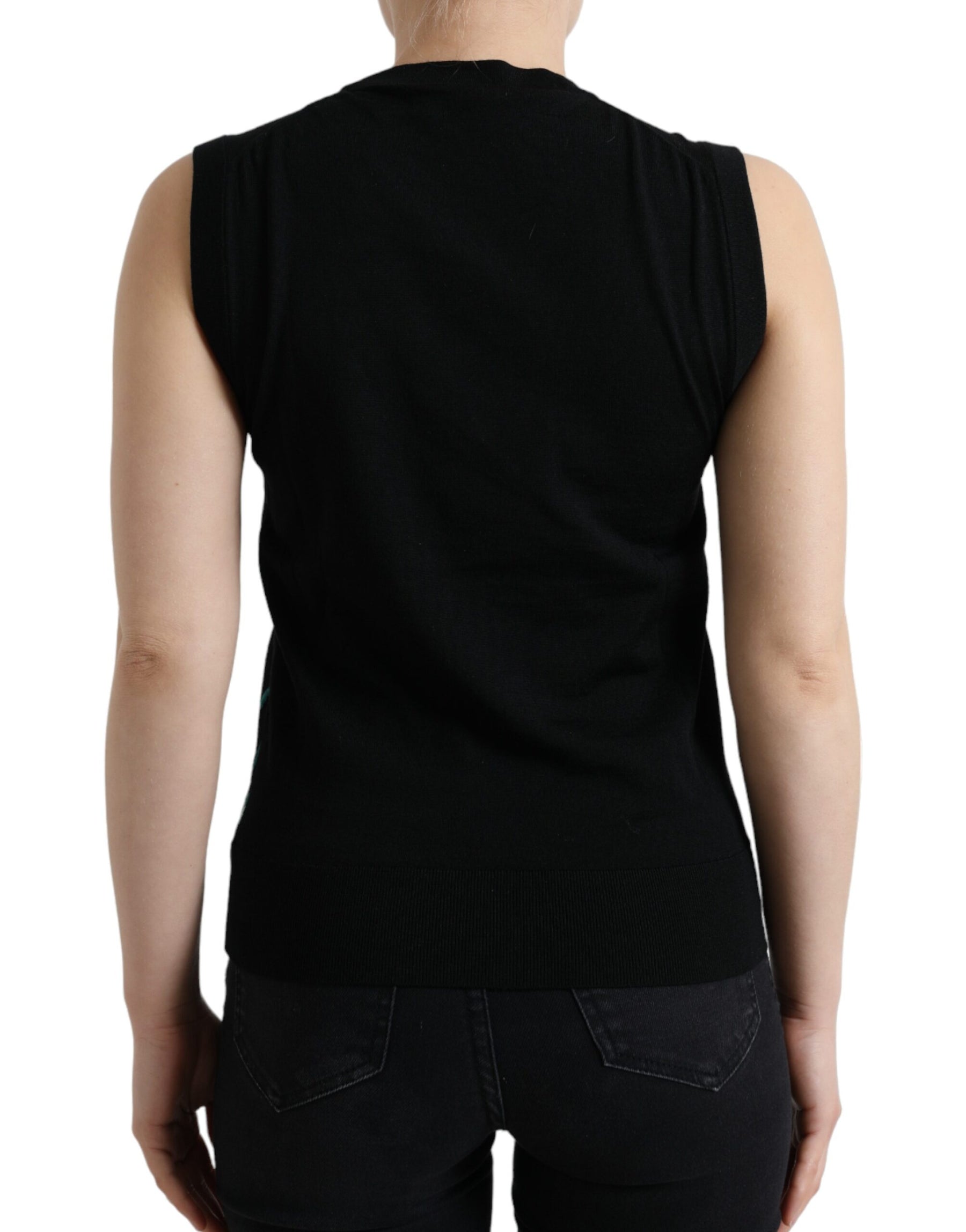 Dolce & Gabbana Black Bird Wool Knit Sleeveless Tank T-shirt | Regal Royce