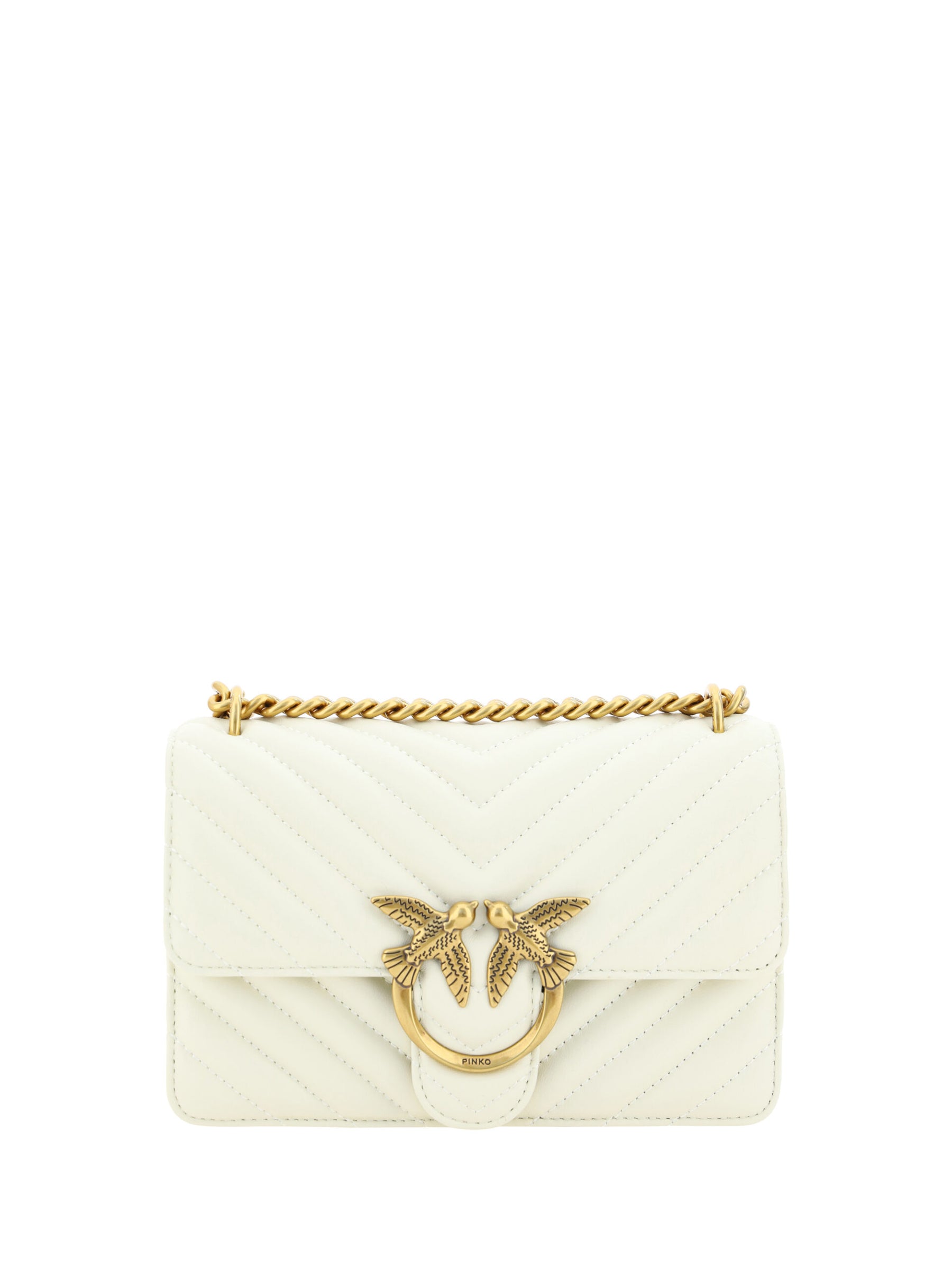 PINKO White Leather Love One Mini Shoulder Bag | Regal Royce