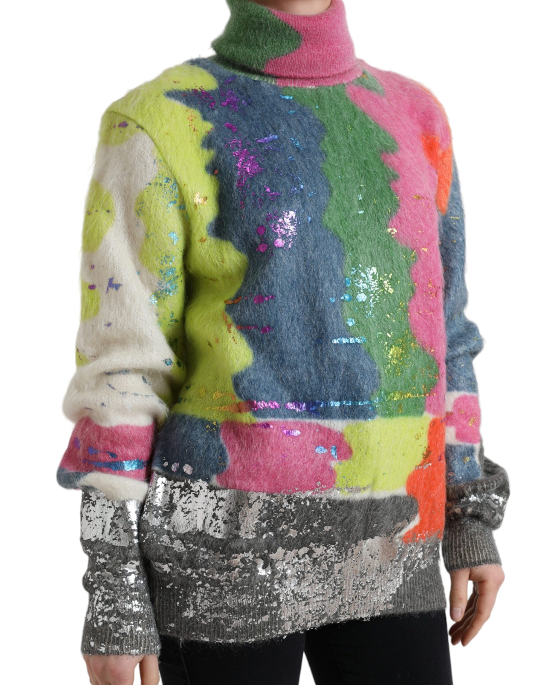 Dolce & Gabbana Multicolor Mohair Turtleneck Pullover Sweater | Regal Royce
