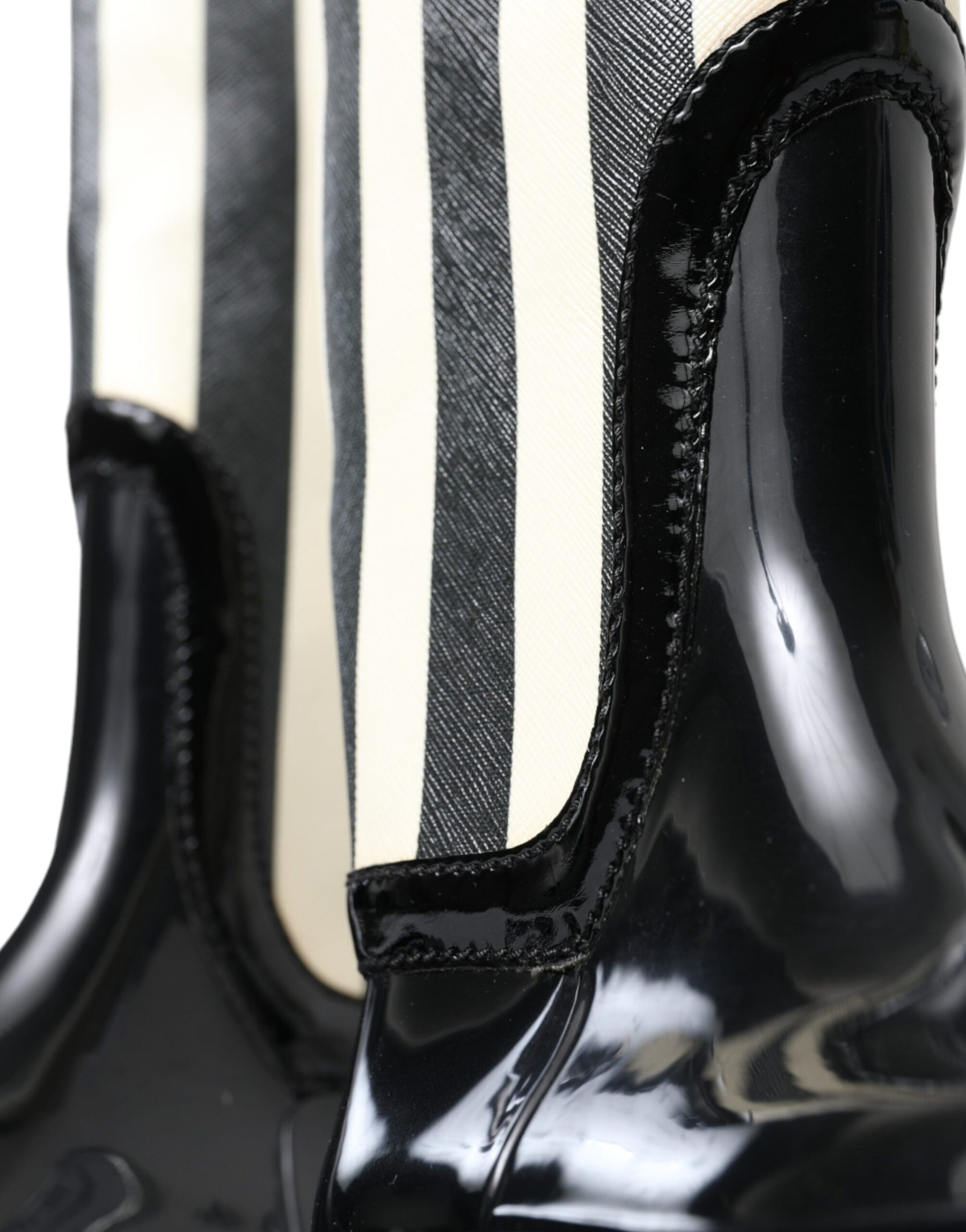 Dolce & Gabbana Black Rubber Knee High Flat Boots Shoes | Regal Royce