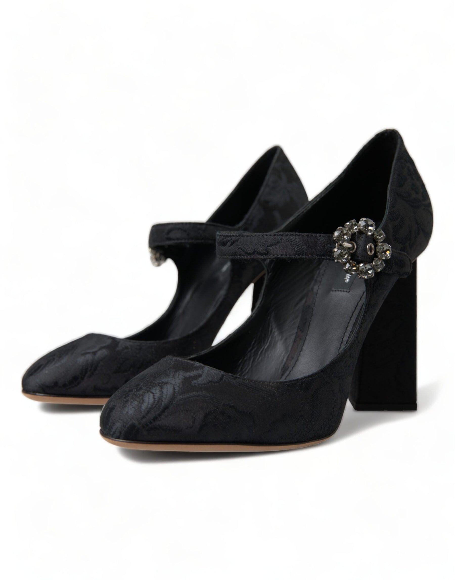 Dolce & Gabbana Black Brocade Mary Janes Heels Pumps Shoes | Regal Royce