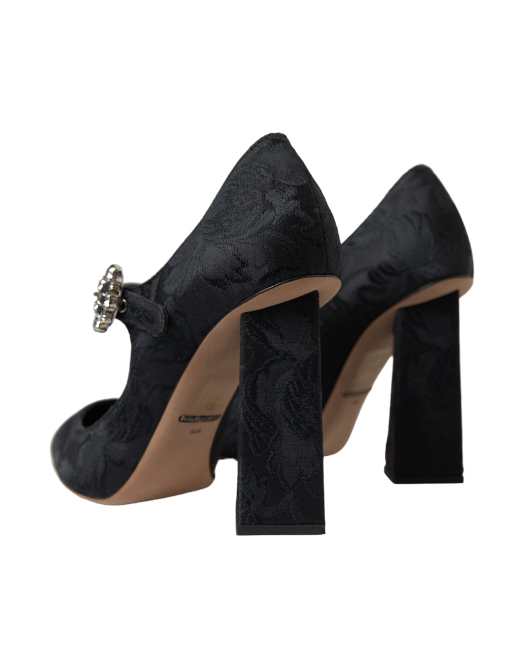 Dolce & Gabbana Black Brocade Mary Janes Heels Pumps Shoes | Regal Royce